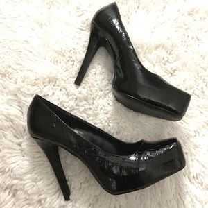 Glossy Black Stiletto Heels